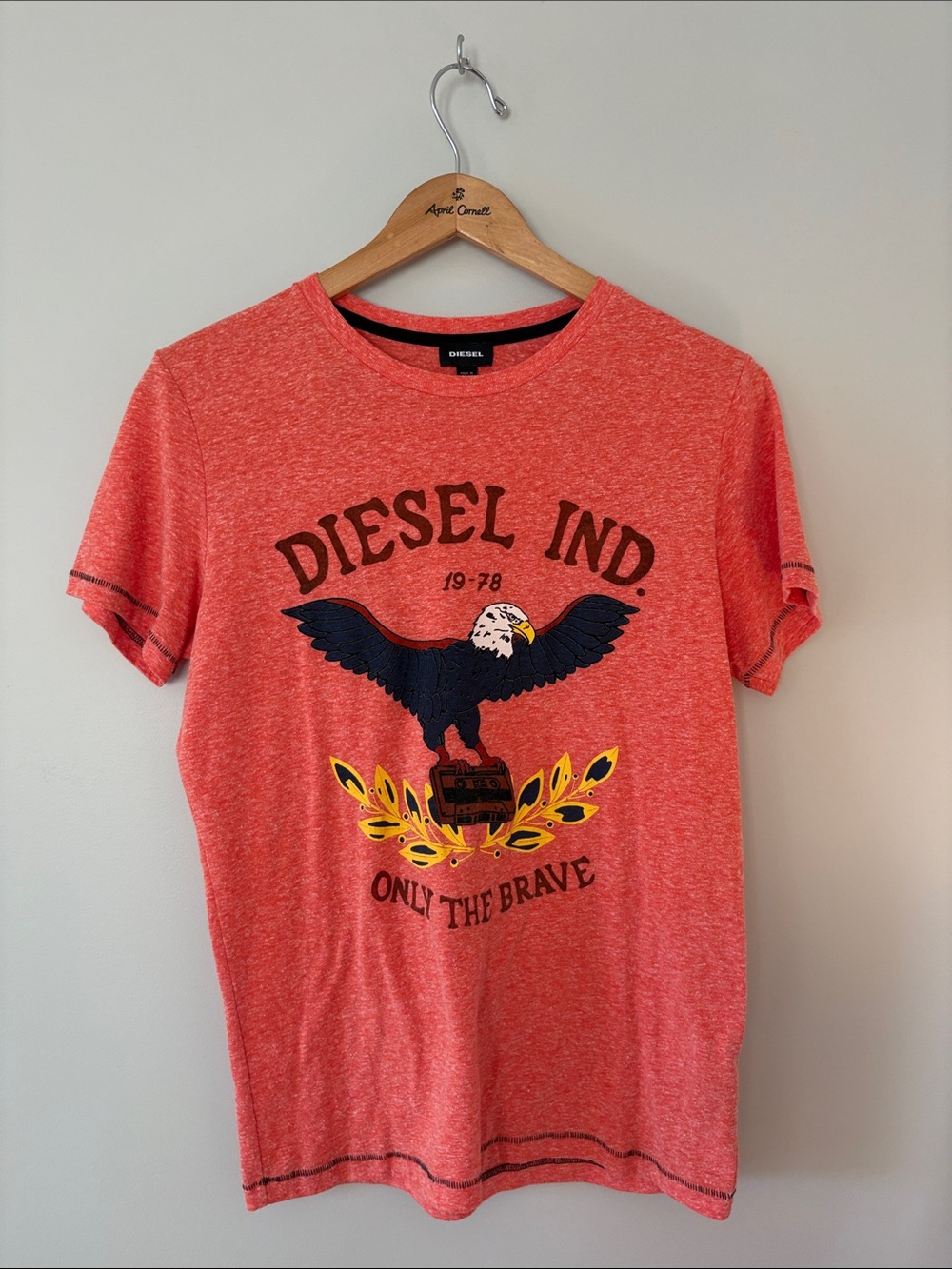 Diesel Coral Red Short-Sleeve Eagle Graphic Tee